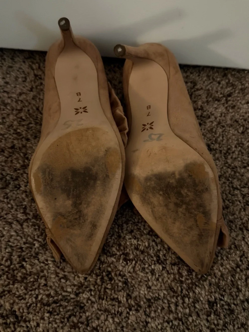 BCBGeneration Tan Ruffle Pointed-Toe Heels - Picture 3 of 3